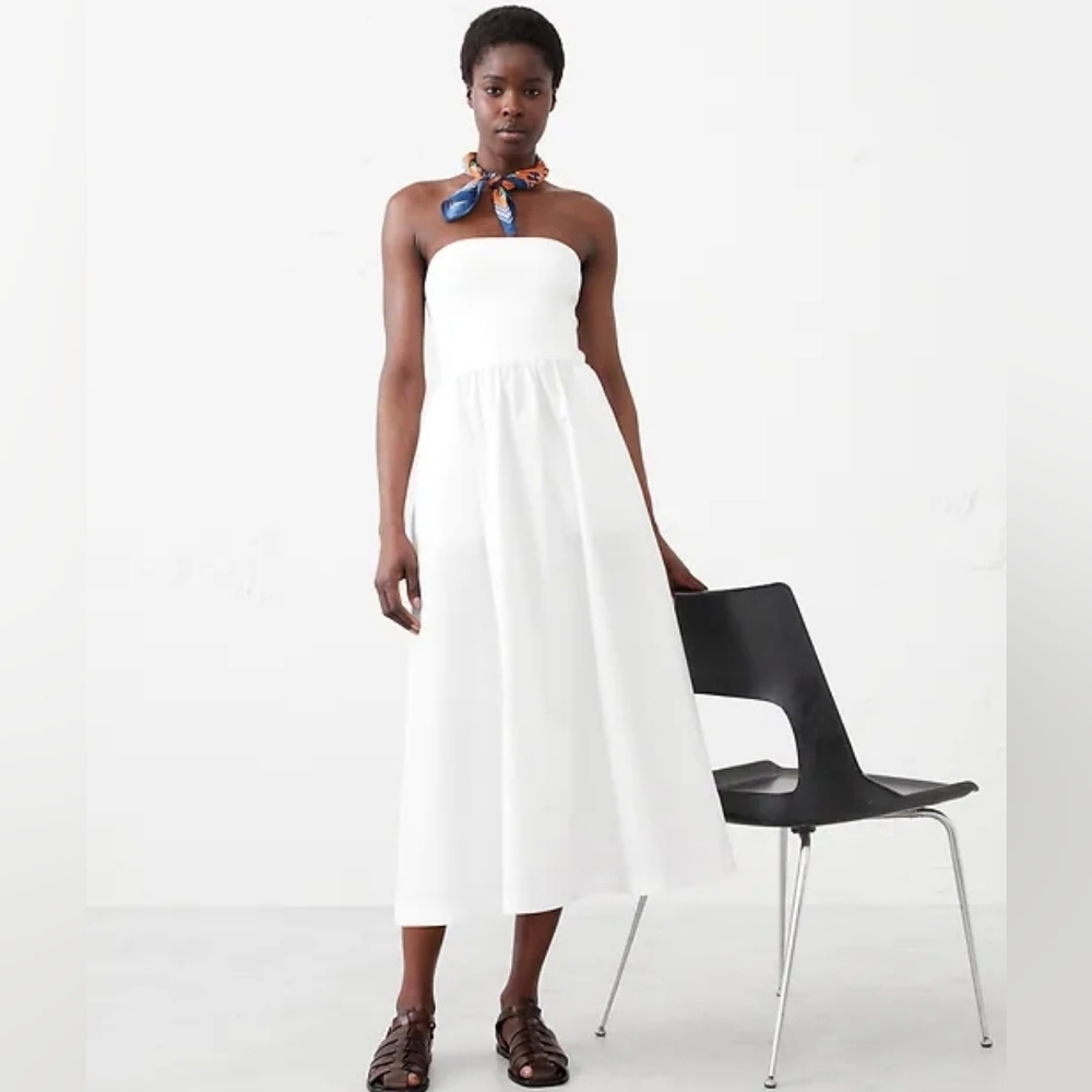 NWT -Banana Republic White Mixed Media Knit Bodice Cotton Skirt Midi Dress-Sz XL